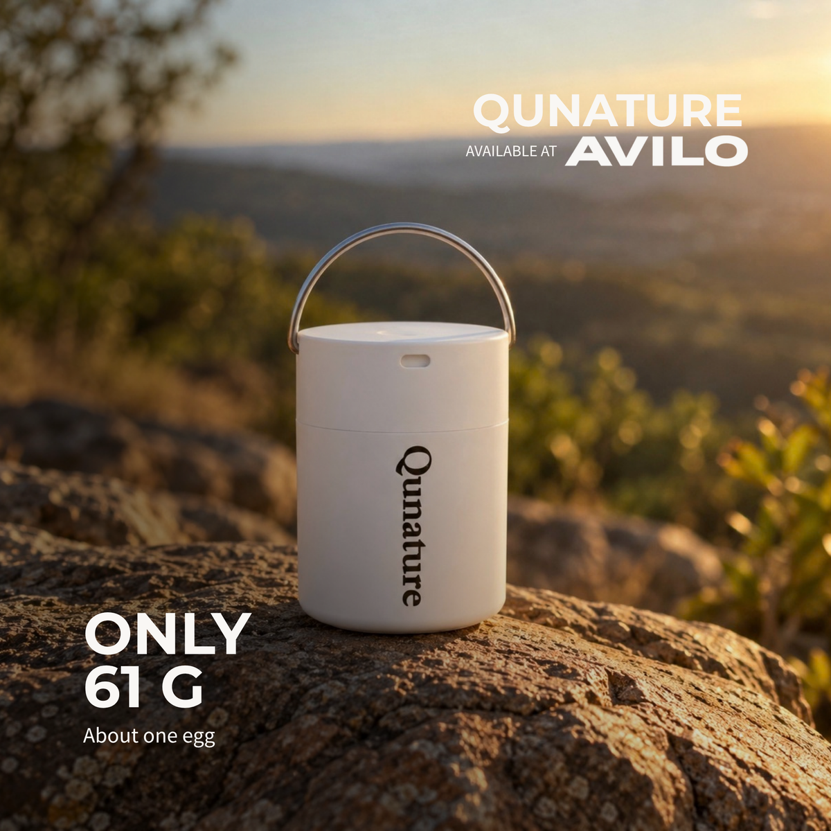 The white pump on a rock at sunset. It weighs only 61 g, about the same as an egg